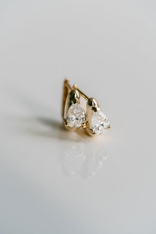 0.80 TCW Pear Moissanite Diamond Huggies Earrings