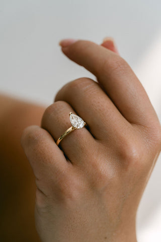 1.70 - 3.50 CT Pear CVD Diamond Hidden Halo Engagement Ring