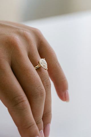 1.70 - 3.50 CT Pear CVD Diamond Hidden Halo Engagement Ring