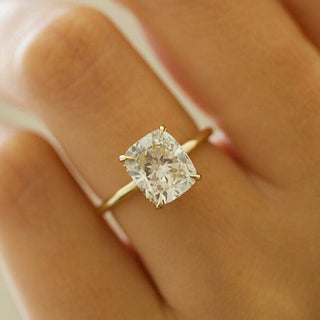 2.7 CT Cushion Hidden Halo Style Moissanite Engagement Ring - violetjewels