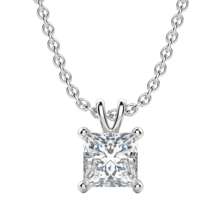 0.25 CT- 1.0 CT Princess Solitaire F/VS Lab Grown Diamond Necklace - violetjewels