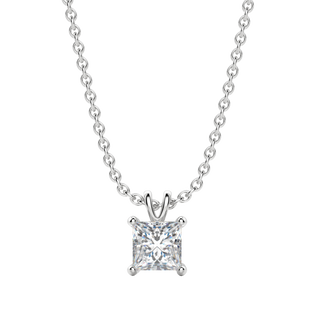 0.25 CT- 1.0 CT Princess Solitaire F/VS Lab Grown Diamond Necklace - violetjewels