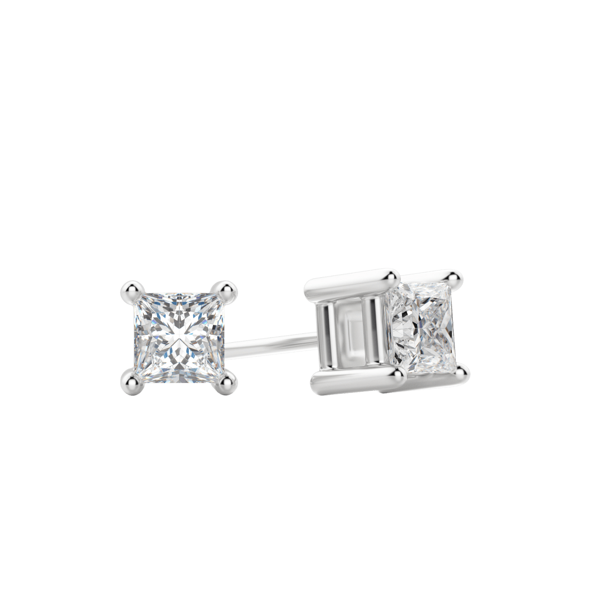 0.50 CT-2.0 CT Princess Solitaire F/VS Lab Grown Diamond Earrings - violetjewels