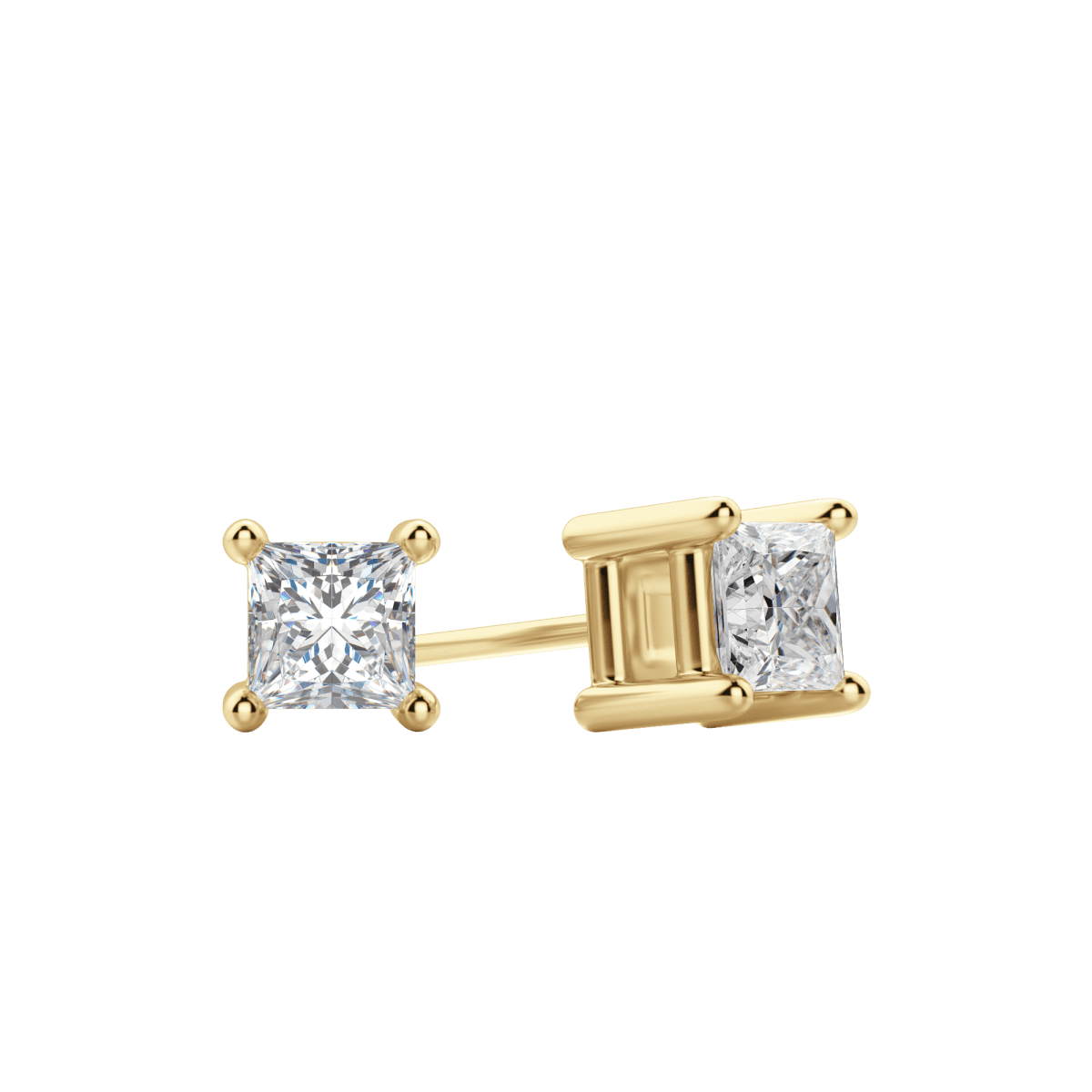 0.50 CT-2.0 CT Princess Solitaire F/VS Lab Grown Diamond Earrings - violetjewels