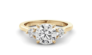 Three Stone Ring with 1.20 CT Round Moissanite - violetjewels