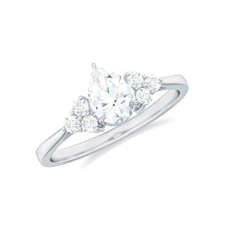 Cluster Ring with 1.0 CT Pear Cut Moissanite - violetjewels