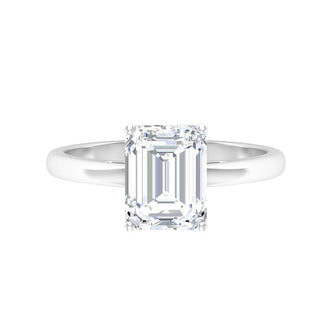 Solitaire Ring with 2.0 CT Emerald Cut Moissanite - violetjewels