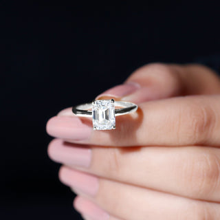 Solitaire Ring with 2.0 CT Emerald Cut Moissanite - violetjewels
