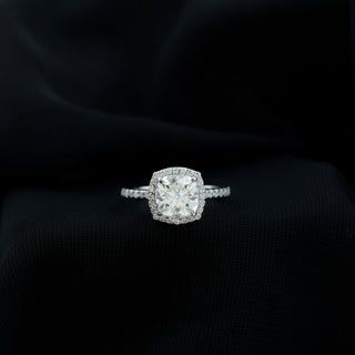 Halo Ring with 3.0 CT Cushion Cut Moissanite - violetjewels