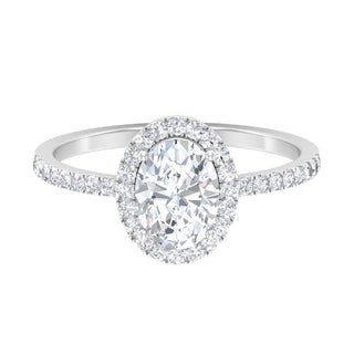 Halo Ring with 1.20 CT Oval Cut Moissanite - violetjewels