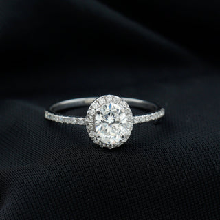 Halo Ring with 1.20 CT Oval Cut Moissanite - violetjewels