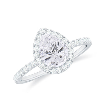 Halo with 1.0 CT Pear Cut Moissanite - violetjewels