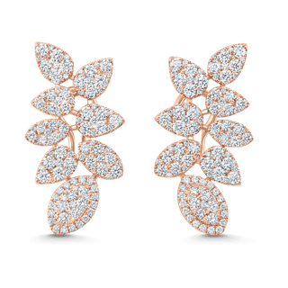 3.76 TCW Round Moissanite Diamond Cluster Earrings - violetjewels