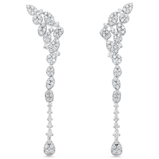 3.64 TCW Round Moissanite Diamond Cluster Drop Earrings - violetjewels
