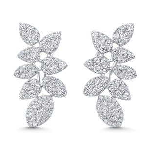 3.76 TCW Round Moissanite Diamond Cluster Earrings - violetjewels