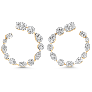 4.05 TCW Round Moissanite Diamond Cluster Hoop Earrings - violetjewels