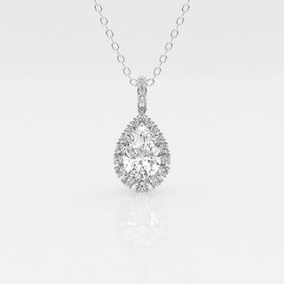 2.0 CT Pear Moissanite Diamond Halo Necklace - violetjewels