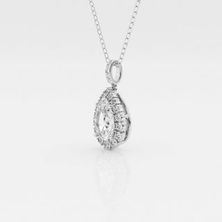 2.0 CT Pear Moissanite Diamond Halo Necklace - violetjewels
