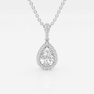 0.62 CT Pear Moissanite Diamond Halo Necklace - violetjewels