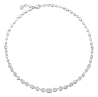 4.81 TCW Round Moissanite Diamond Cluster Choker Necklace - violetjewels