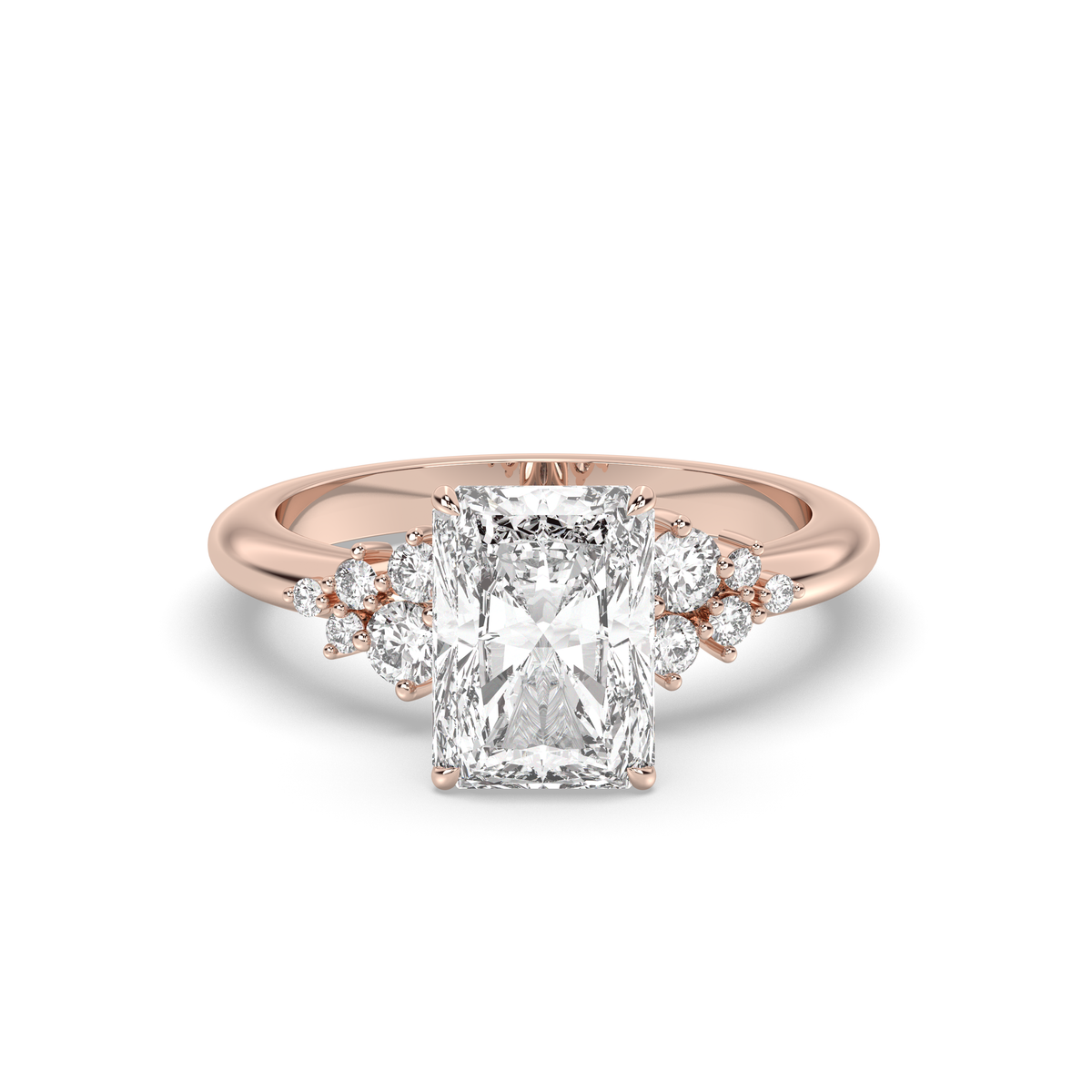 1.0-3.0 CT Radiant Lab Grown Diamond Cluster Engagement Ring