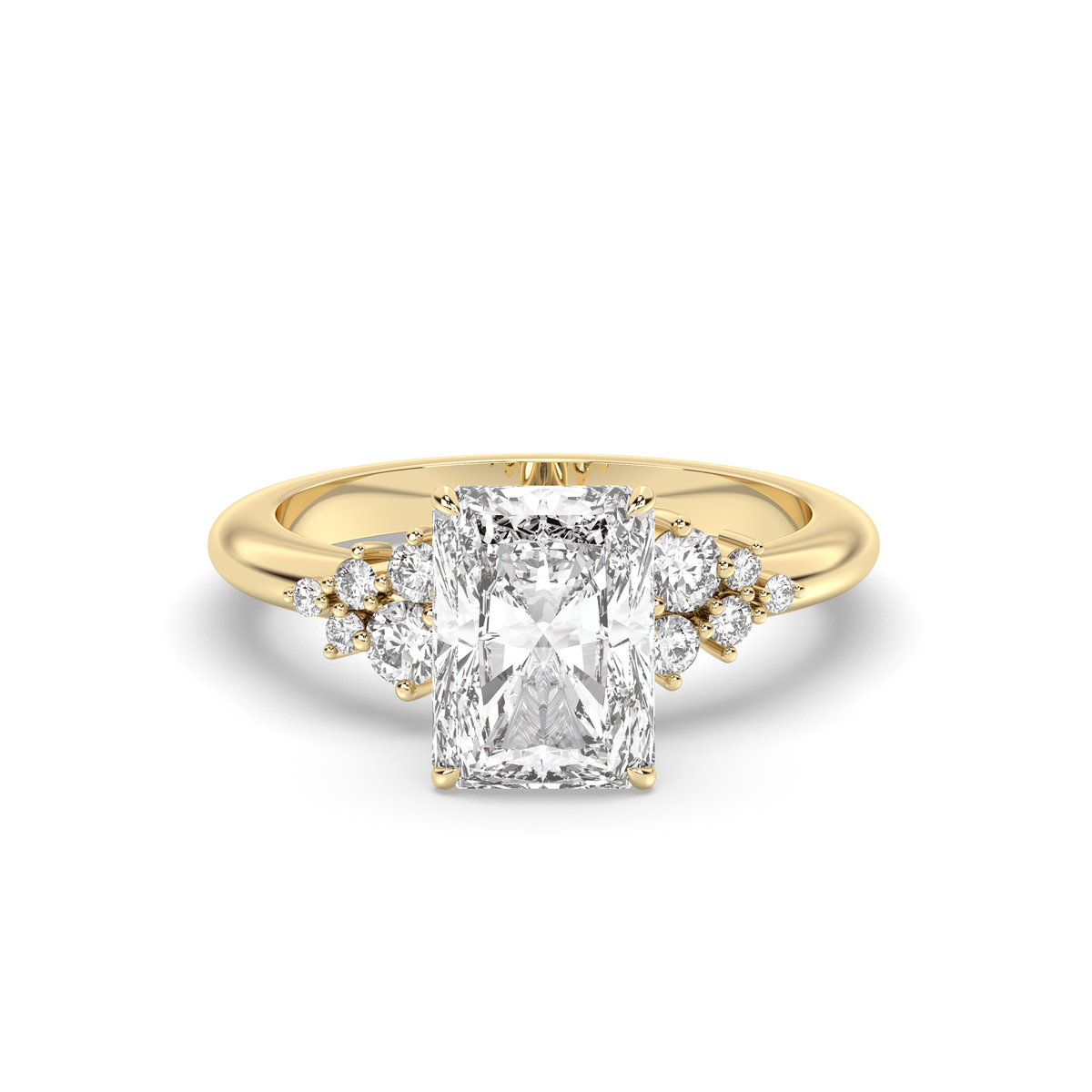 1.0-3.0 CT Radiant Lab Grown Diamond Cluster Engagement Ring