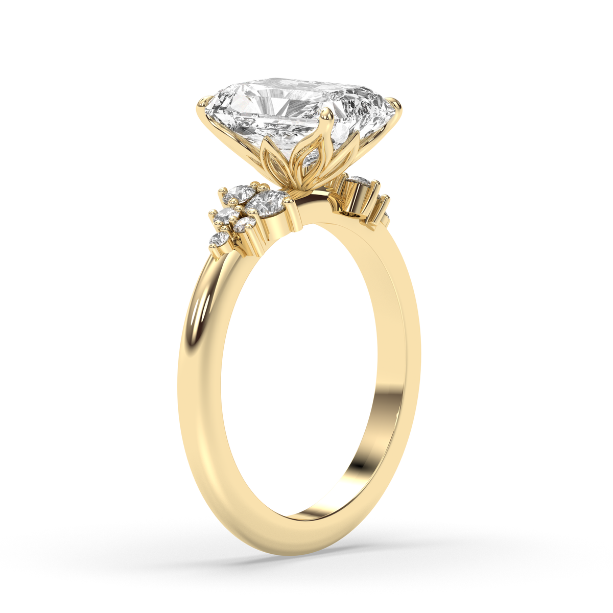 1.0-3.0 CT Radiant Lab Grown Diamond Cluster Engagement Ring