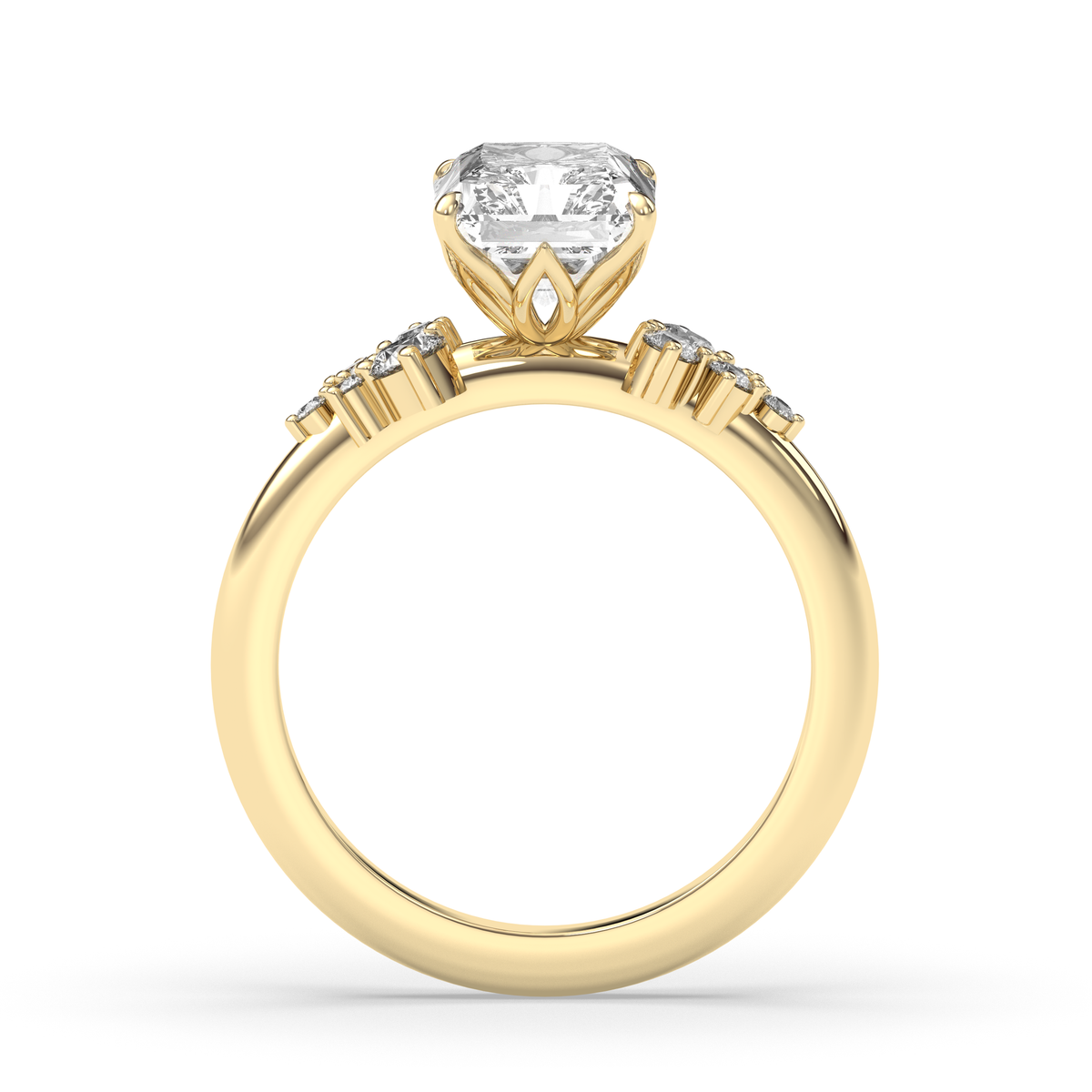 1.0-3.0 CT Radiant Lab Grown Diamond Cluster Engagement Ring