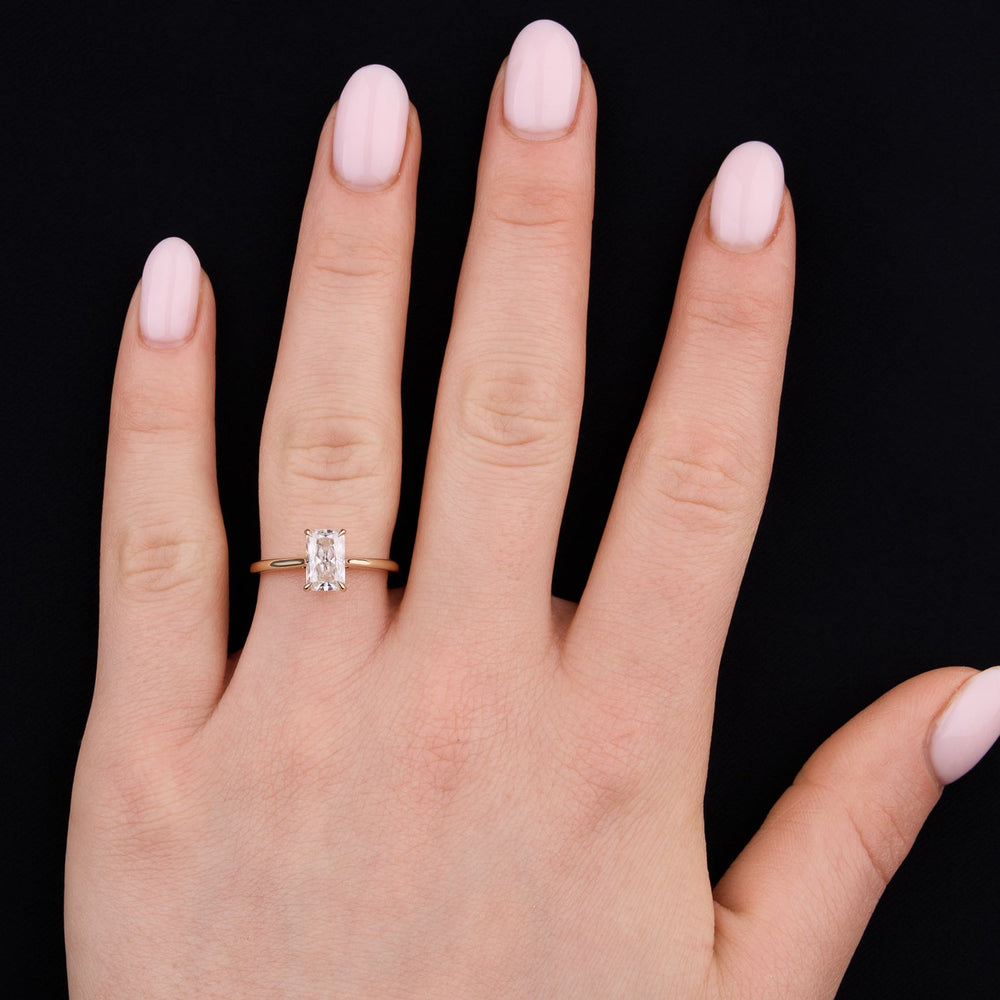 Solitaire Ring with 2.0 CT Radiant Moissanite - violetjewels