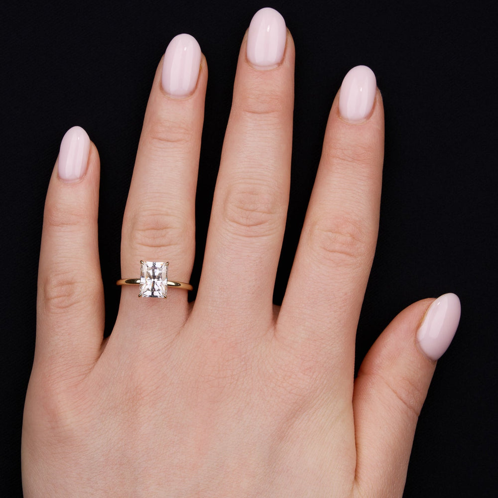 Solitaire Ring with 1.50 CT Radiant Moissanite - violetjewels