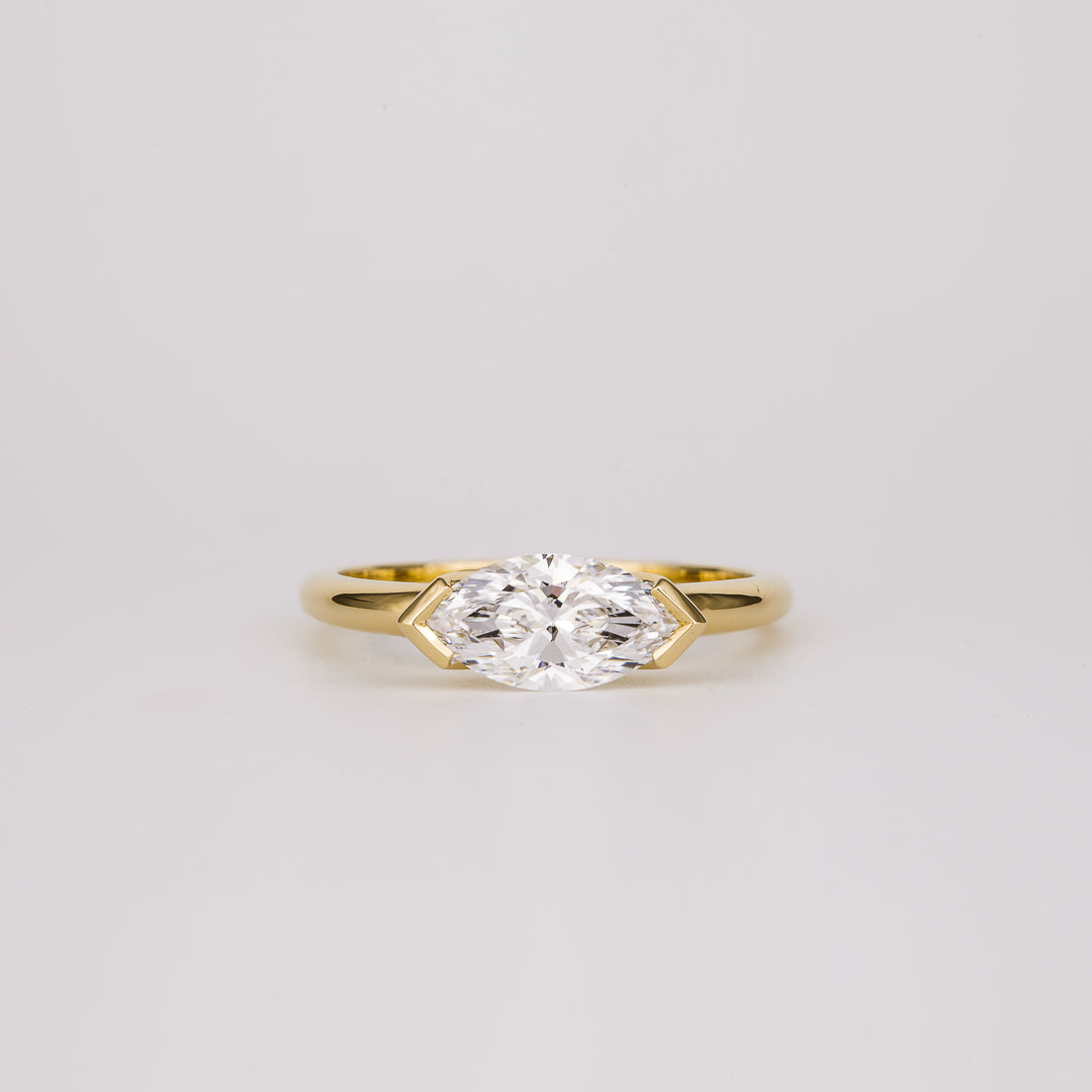1.07-3.0 CT Marquise Lab Grown Diamond Bezel Engagement ring