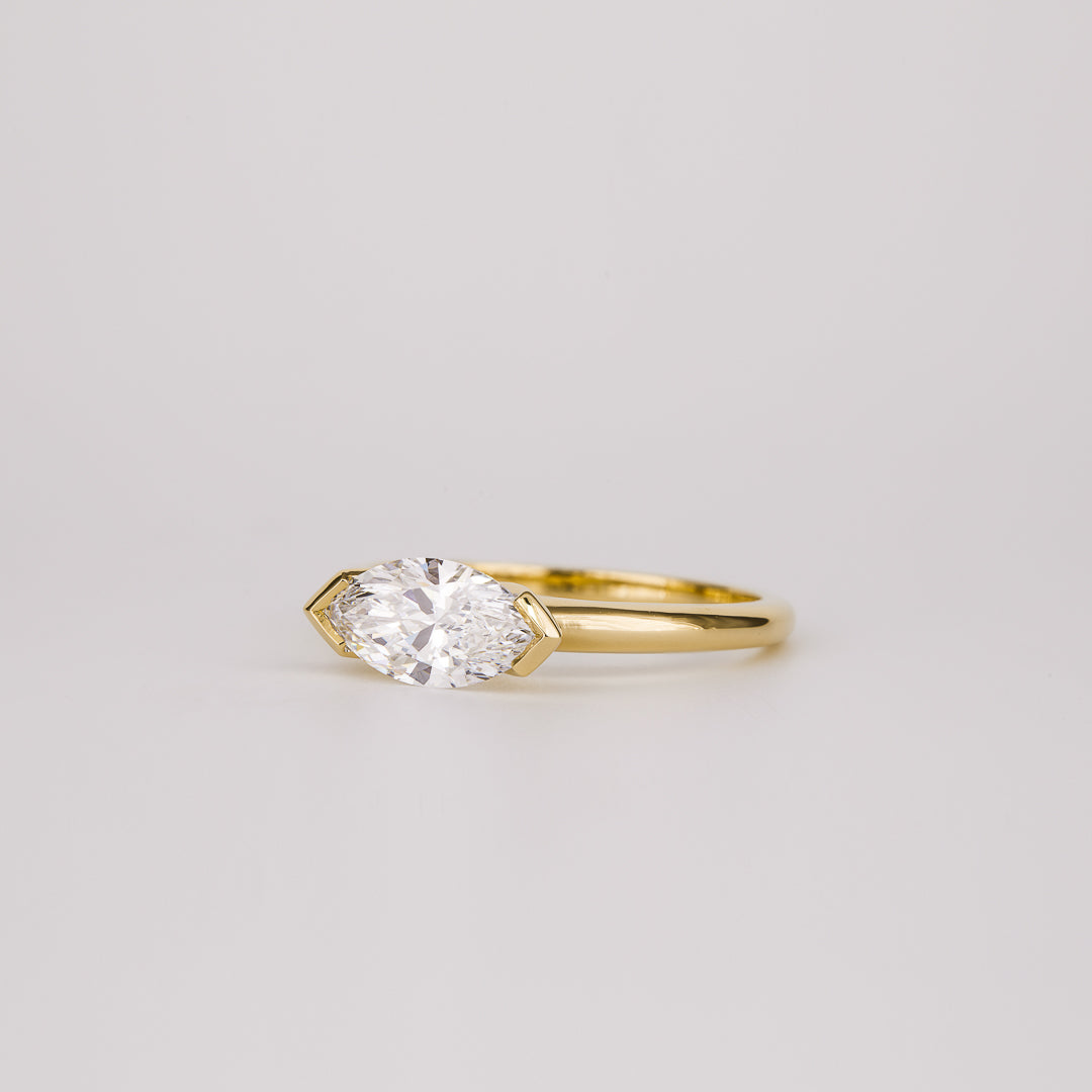 1.07-3.0 CT Marquise Lab Grown Diamond Bezel Engagement ring