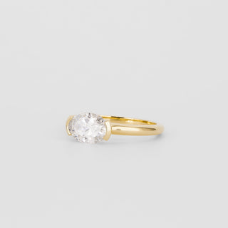1.37- 2.50 CT Oval Lab Grown Diamond Half Bezel Engagement Ring