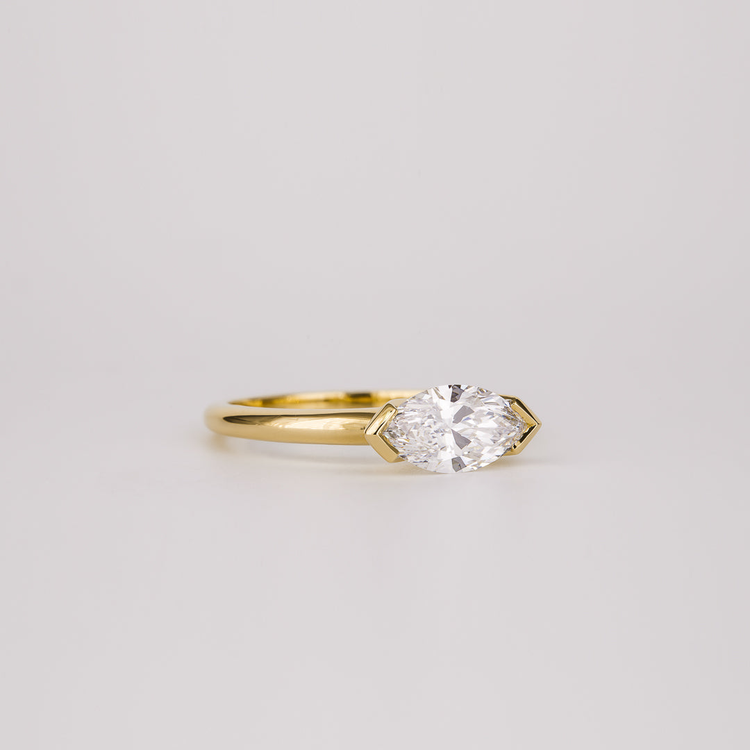 1.07-3.0 CT Marquise Lab Grown Diamond Bezel Engagement ring
