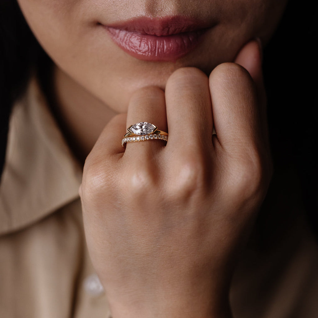 1.07-3.0 CT Marquise Lab Grown Diamond Bezel Engagement ring
