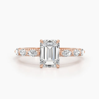1.71ct Emerald E- VS Pave Diamond Engagement Ring