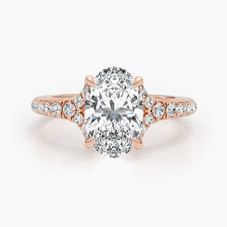 2.63ct Oval F- VS Pave Diamond Engagement Ring