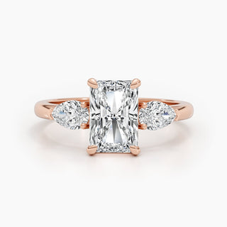 2.62ct Radiant E- VS 3 Stones Diamond Engagement Ring
