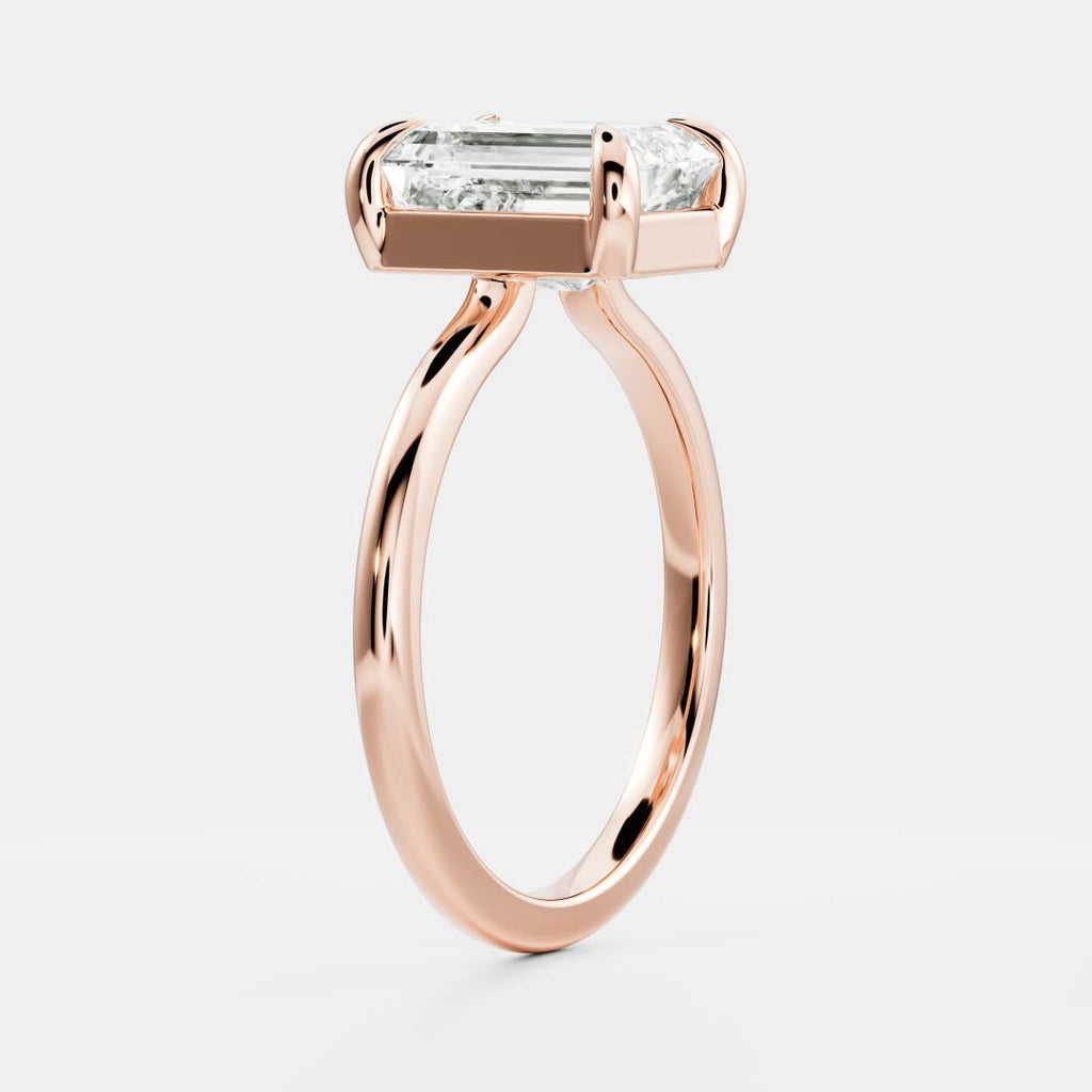 2.50 - 3.50 CT Emerald Cut Solitaire Style Moissanite Engagement Ring