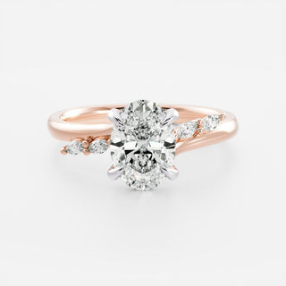 1.50 - 2.50 CT Oval Cut Cluster Style Moissanite Engagement Ring