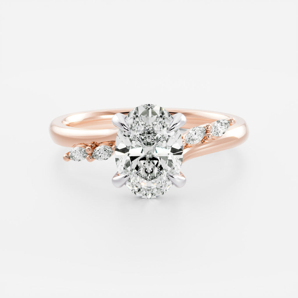 1.50-2.50 CT Oval Cut Cluster Style Moissanite Engagement Ring