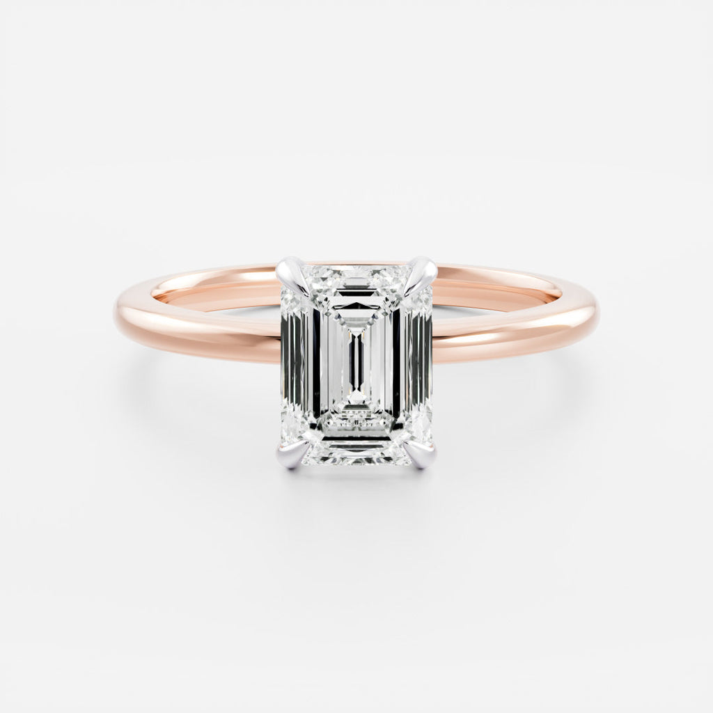 2.50 - 3.50 CT Emerald Cut Solitaire Style Moissanite Engagement Ring