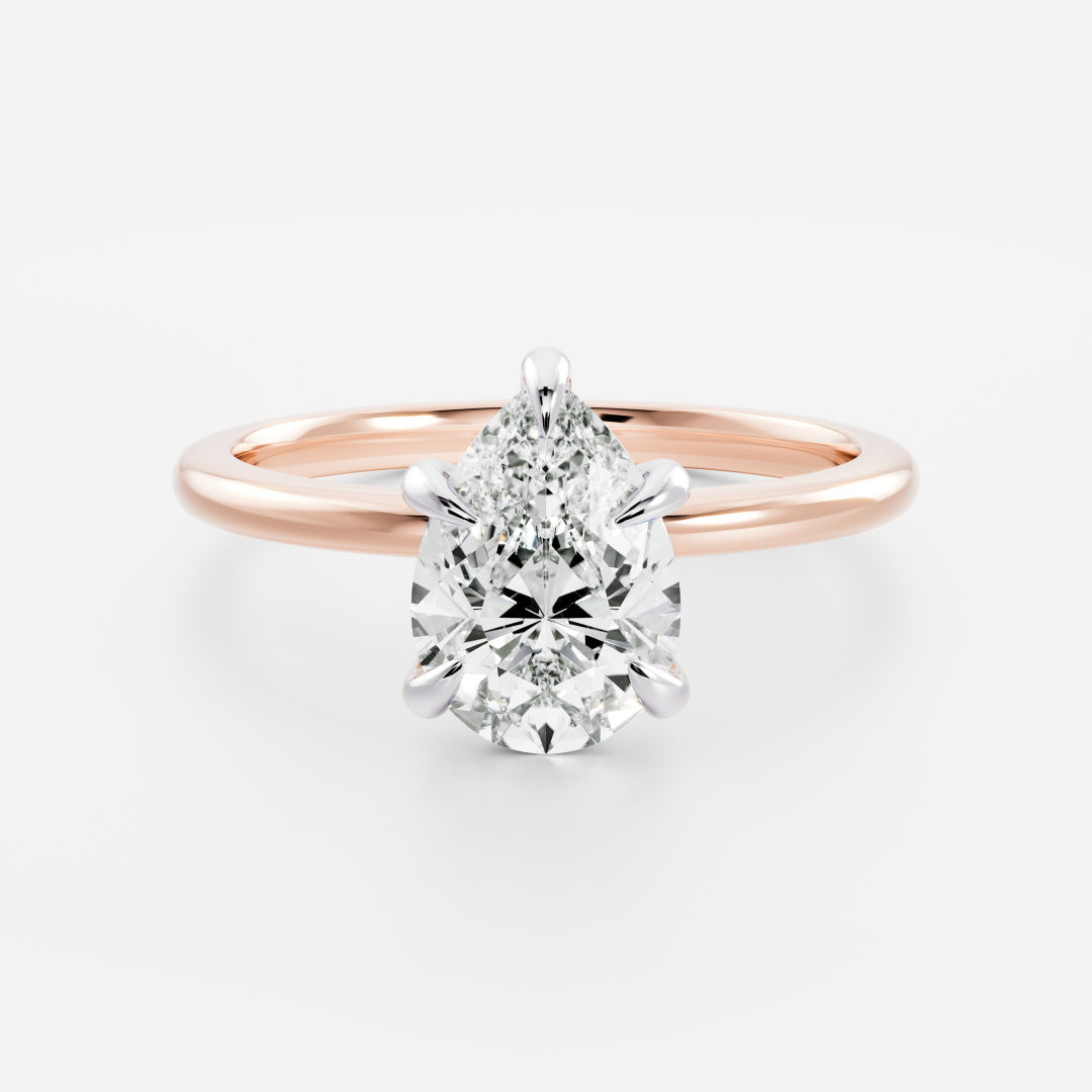 1.50 - 2.50CT Pear Cut Solitaire Style Moissanite Engagement Ring
