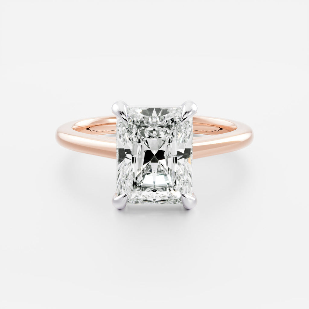 2.0 - 3.0 CT Radiant Cut Solitaire Style Moissanite Engagement Ring
