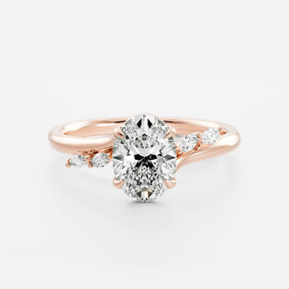 1.50 - 2.50 CT Oval Cut Cluster Style Moissanite Engagement Ring