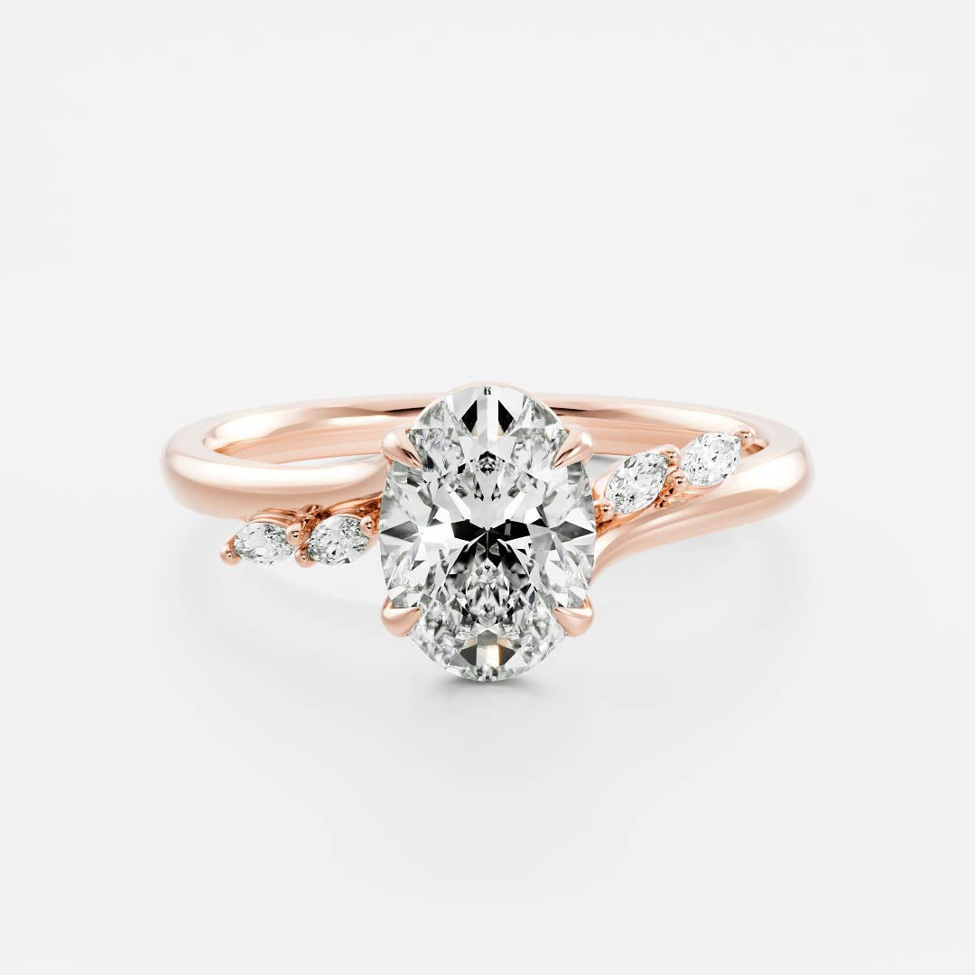 1.50-2.50 CT Oval Cut Cluster Style Moissanite Engagement Ring