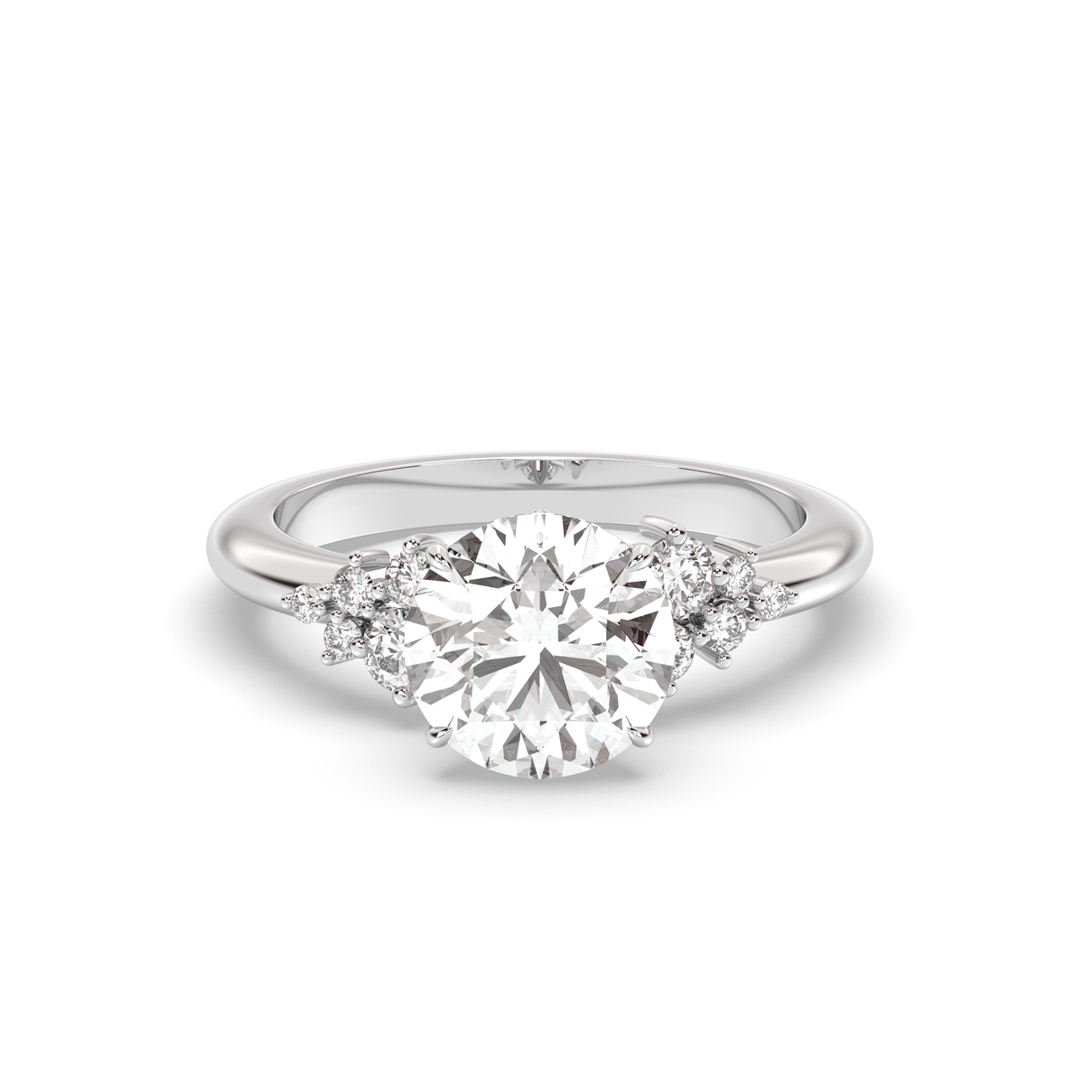 1.0 -3.0 CT Round Lab Grown Diamond Cluster Engagement Ring