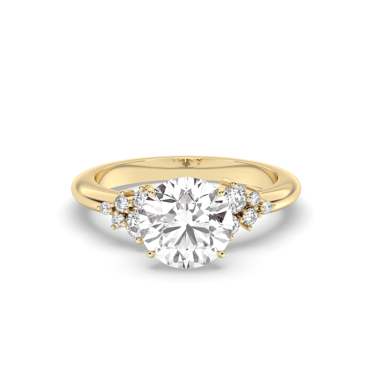 1.0 -3.0 CT Round Lab Grown Diamond Cluster Engagement Ring
