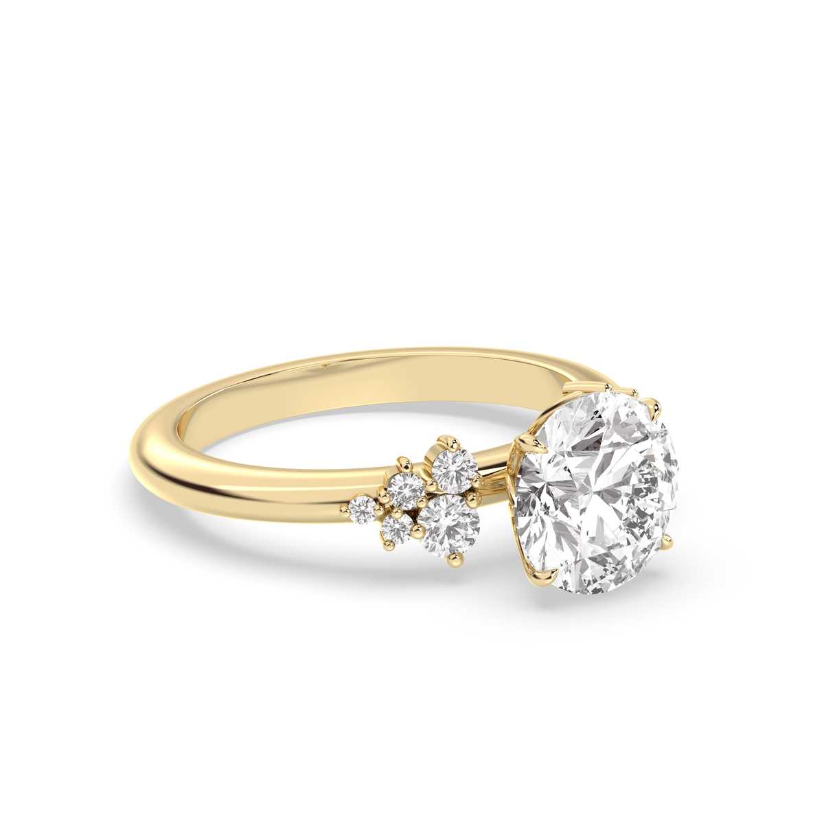 1.0 -3.0 CT Round Lab Grown Diamond Cluster Engagement Ring