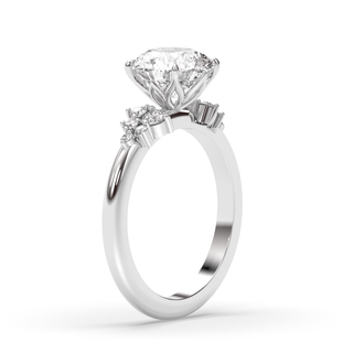 1.0 CT Round F-VS1 Diamond Cluster Engagement Ring